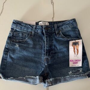 Vanilla Star Super High Rise Real Cheeky Jean Shorts Size 1/25 NWT